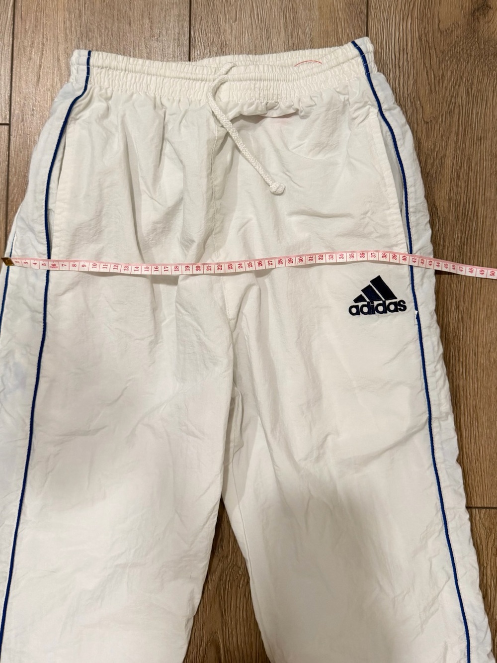 adidas Vintage 90s white track pants with Blue Piping - Picture 4 of 4